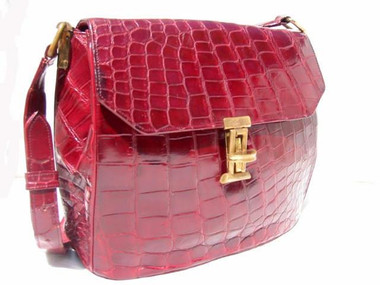 Cranberry 1950's-60's Crocodile Shoulder Bag Purse - RENDL
