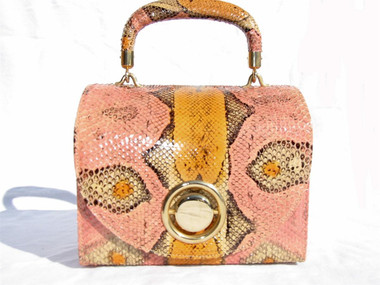 SACHA France 1950's-60's Dyed BOA Snake Skin "LUNCHBOX" Purse - SAKS