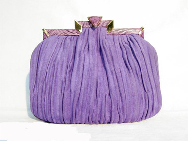 Petite SHARIF 1970's-80's LAVENDER Purple LIZARD & Pleated SUEDE Clutch Bag