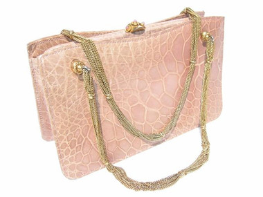 SACHA FRANCE 1960's PEACH Turtle Skin Handbag - JEWELED Clasp