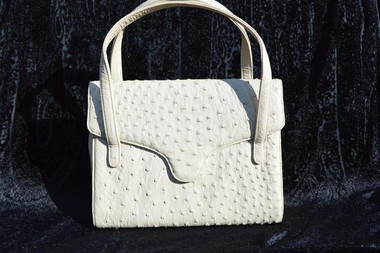 CREAM Ivory 1950's-60's RENDL GENUINE OSTRICH Skin Handbag