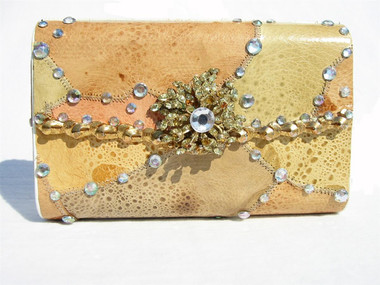 Jeweled COBLENTZ 1950's-60's Pastel FROG Skin Evening CLUTCH