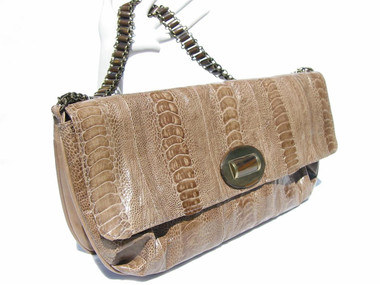 R & Y AUGOUSTI 16" Long OSTRICH LEG Skin CLUTCH Shoulder Bag!
