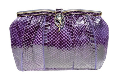 PURPLE 1970's-80's COBRA Snake Skin CLUTCH Shoulder Bag - PALIZZIO