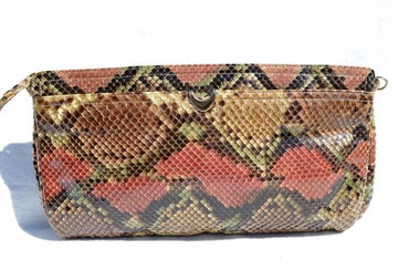 1980's Pastel PYTHON Snake Skin CLUTCH Shoulder Bag - Morris Moskowitz