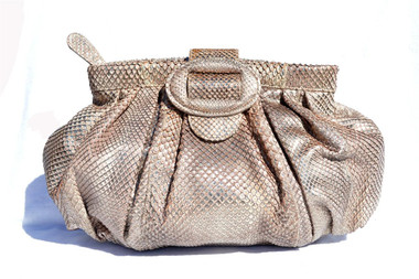 XXL Metallic BRONZE Matte PYTHON Snake Skin Clutch Shoulder Bag - Fatto a Mano CARLOS FALCHI