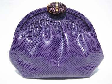 Purple 1970's-80's FINESSE LA MODEL KARUNG Snake Skin Clutch