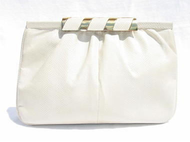 1970's-80's BONE SUSAN GAIL KARUNG Snake Skin CLUTCH Bag