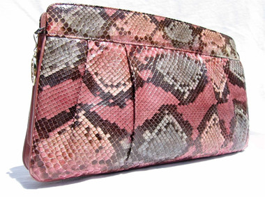 1980's Pastel PINK PYTHON Snake Skin CLUTCH Bag - MORLE