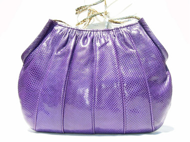 1980's FINESSE La MODEL PURPLE Karung Snake Skin Shoulder Bag