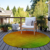 8' Terra Cotta Gold And Green Round Ombre Washable Indoor Outdoor Area Rug - 608219269746