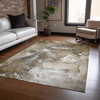 8' X 10' Brown and Gray Abstract Washable Non Skid Indoor Outdoor Area Rug