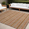 9' X 12' Beige and Orange Striped Washable Non Skid Indoor Outdoor Area Rug - 608219394721