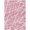 5' X 8' Pink and Ivory Abstract Washable Non Skid Indoor Outdoor Area Rug