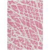 5' X 8' Pink and Ivory Abstract Washable Non Skid Indoor Outdoor Area Rug - 608219337087