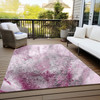 9' X 12' Pink Abstract Washable Non Skid Indoor Outdoor Area Rug