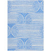 5' X 8' Blue and White Abstract Washable Non Skid Indoor Outdoor Area Rug - 608219143480