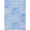 5' X 8' Blue and White Abstract Washable Non Skid Indoor Outdoor Area Rug