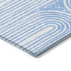 5' X 8' Blue and White Abstract Washable Non Skid Indoor Outdoor Area Rug
