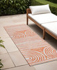 2' X 8' Orange and Ivory Abstract Washable Non Skid Indoor Outdoor Area Rug