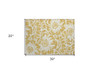 2' X 3' Gold and White Floral Washable Non Skid Indoor Outdoor Area Rug - 608219155223