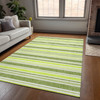 8' X 10' Green and Yellow Striped Washable Non Skid Indoor Outdoor Area Rug - 608219323738