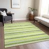 8' X 10' Green and Yellow Striped Washable Non Skid Indoor Outdoor Area Rug - 608219323738