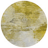 8' Gold Beige And Wheat Round Abstract Washable Indoor Outdoor Area Rug
