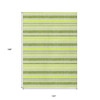 10' X 14' Green and Yellow Striped Washable Non Skid Indoor Outdoor Area Rug
