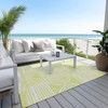 8' X 10' Green and White Abstract Washable Non Skid Indoor Outdoor Area Rug - 608219262396