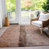 3' X 5' Orange Peach And Brown Abstract Washable Indoor Outdoor Area Rug