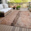 3' X 5' Orange Peach And Brown Abstract Washable Indoor Outdoor Area Rug