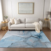 5' X 8' Blue and Ivory Abstract Washable Non Skid Indoor Outdoor Area Rug