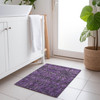 2' X 3' Purple and Green Floral Washable Non Skid Indoor Outdoor Area Rug - 608219398422