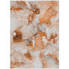 3' X 5' Orange and Ivory Abstract Washable Non Skid Indoor Outdoor Area Rug -