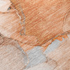 3' X 5' Orange and Ivory Abstract Washable Non Skid Indoor Outdoor Area Rug -