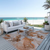 3' X 5' Orange and Ivory Abstract Washable Non Skid Indoor Outdoor Area Rug -
