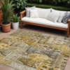 10' X 14' Brown Taupe And Gold Geometric Washable Indoor Outdoor Area Rug