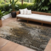 9' X 12' Brown Chocolate And Copper Abstract Washable Indoor Outdoor Area Rug