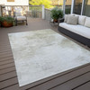 3' X 5' Ivory Beige And Taupe Abstract Washable Indoor Outdoor Area Rug