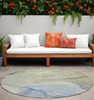 8' Round Blue and Green Abstract Washable Indoor Outdoor Area Rug - 608219364526