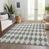 5' X 8' Gray And Ivory Geometric Washable Indoor Outdoor Area Rug