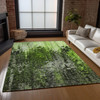 5' X 8' Green Artichoke Green And Lime Green Abstract Washable Indoor Outdoor Area Rug