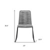 Set of Two 23" Gray Metal Outdoor Dining Chair