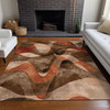 3' X 5' Chocolate Abstract Washable Non Skid Indoor Outdoor Area Rug