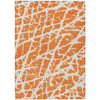 5' X 8' Orange and White Abstract Washable Non Skid Indoor Outdoor Area Rug