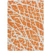 5' X 8' Orange and White Abstract Washable Non Skid Indoor Outdoor Area Rug