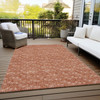 10' X 14' Terra Cotta Geometric Washable Non Skid Indoor Outdoor Area Rug