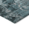 5' X 8' Teal and Gray Floral Washable Non Skid Indoor Outdoor Area Rug - 606114999553
