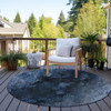 8' Blue Navy Blue And Denim Blue Round Abstract Washable Indoor Outdoor Area Rug - 608219097066